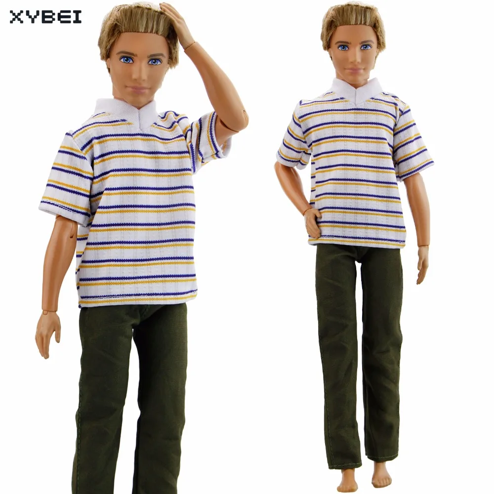 Handmade Outfit Horizontal Stripe Shirt Daily Casual Wear Long Pants Trousers Clothes For Barbie Doll Friend Ken Accessories Toy | Игрушки и
