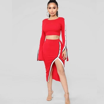 2018 Newest Red Long Sleeve Autumn Two 2 Pieces Split Patchwork Bandage Dress Button Clubwear Celebrity party Vestidos Wholesale
2018 Newest Red Long Sleeve Autumn Two 2 Pieces Split Patchwork Bandage Dress Button Clubwear Celebrity party Vestidos Wholesale