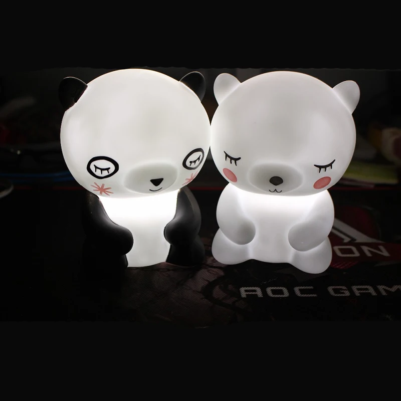Night Light For Children Portable Baby Sleeping Bedroom Lamps Cartoon Panda Bear LED Lights Desk Table Lamp Nightlight | Освещение