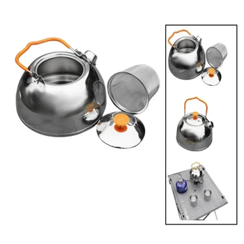 Outdoor Camping Stainless Steel Kettle Portable Camping Coffee Pot Walking Kettle Multi-Function Mini Kettle With Filter Tea
Outdoor Camping Stainless Steel Kettle Portable Camping Coffee Pot Walking Kettle Multi-Function Mini Kettle With Filter Tea