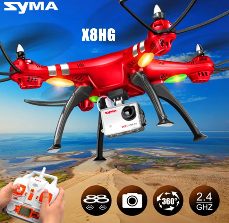 

SYMA Professional UAV X8HG (X8G Upgrade) 2.4G 4CH 6-Axis Gyroscope RC Helicopter Quadcopter Drone 1080P 8MP HD Camera Red Color