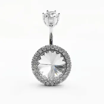 925 sterling silver navel ring round cubic zircon belly piercing jewelry for women 
925 sterling silver navel ring round cubic zircon belly piercing jewelry for women