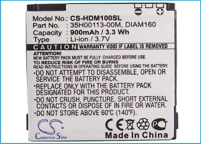 Аккумулятор Cameron Sino 900 мАч для O2 Xda Diamond XDA Ignito SoftBank/Verizon Touch X04HT T Mobile MDA Compact IV|battery