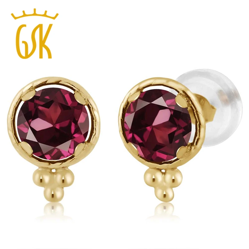 Gold Earrings GemStoneKing 1.28 Ct Round 5mm Natural Red Rhodolite Garnet 14K Yellow Gold Stud Earrings For Women
Gold Earrings GemStoneKing 1.28 Ct Round 5mm Natural Red Rhodolite Garnet 14K Yellow Gold Stud Earrings For Women