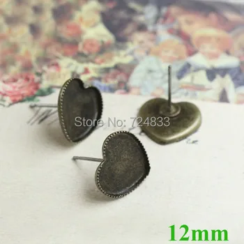 Blank Earrings Base 12mm heart Bezel Tray Cabochon Brass Stud Earrings Post Settings Findings Antique Bronze tone Wholesale
Blank Earrings Base 12mm heart Bezel Tray Cabochon Brass Stud Earrings Post Settings Findings Antique Bronze tone Wholesale