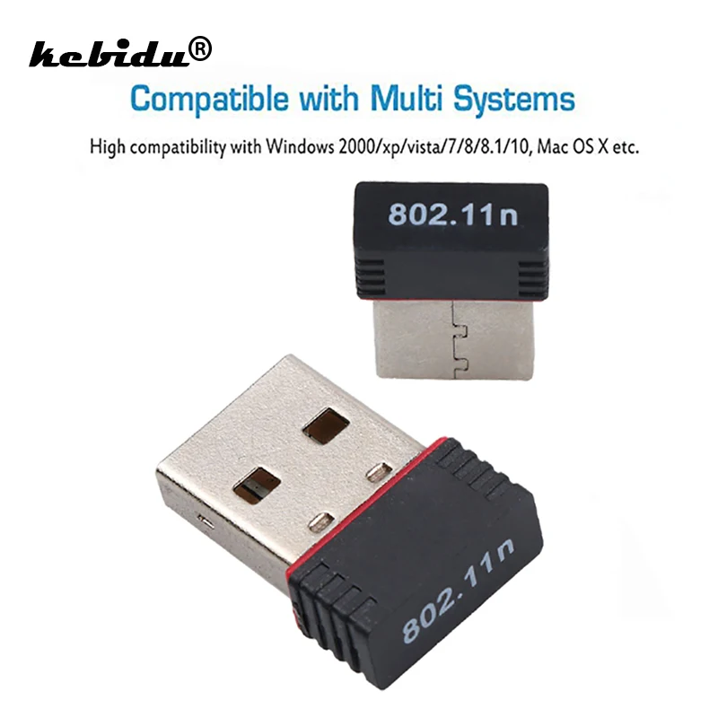 

kebidu USB 2.4Ghz Wireless Adapter 150Mbps WiFi Network Lan Card Dongle 802.11n/b/g 150M Ethernet for Computer PC Laptop RTL8188