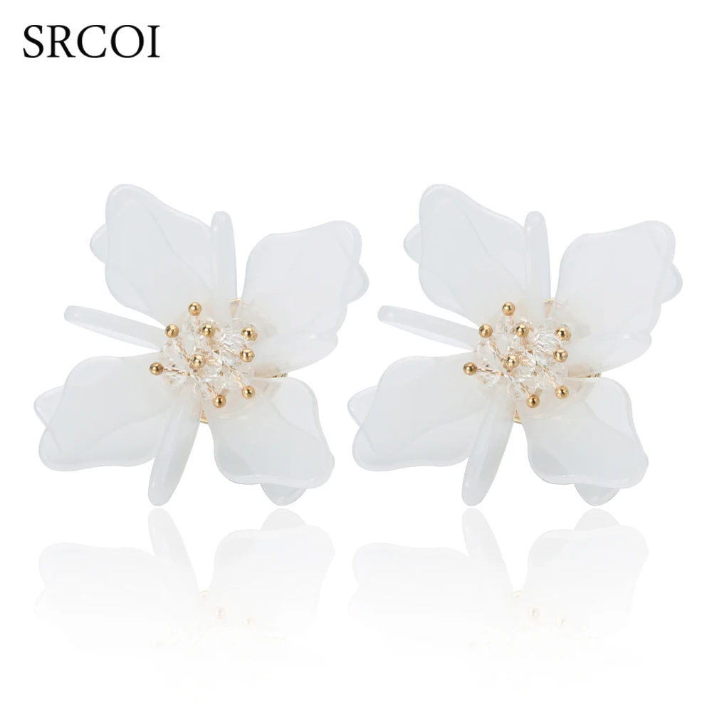 SRCOI New Fashion Seaside Exaggerated Crystals Floral White Stud Earrings Lady's Large Acrylic Flower Ear Studs Korean Earrings
SRCOI New Fashion Seaside Exaggerated Crystals Floral White Stud Earrings Lady's Large Acrylic Flower Ear Studs Korean Earrings