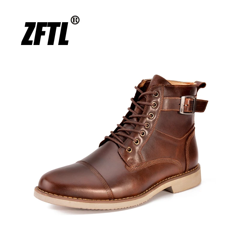 Мужские ботинки на шнуровке ZFTL ботильоны из натуральной кожи повседневная обувь
