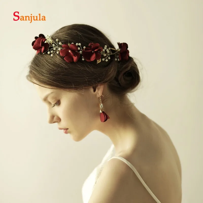 Wine Red Rose Flowers Headwear Burgundy Wedding Hair Accessories Pearls Gold Crown Bride Headpiece corona princesa H16
Wine Red Rose Flowers Headwear Burgundy Wedding Hair Accessories Pearls Gold Crown Bride Headpiece corona princesa H16
