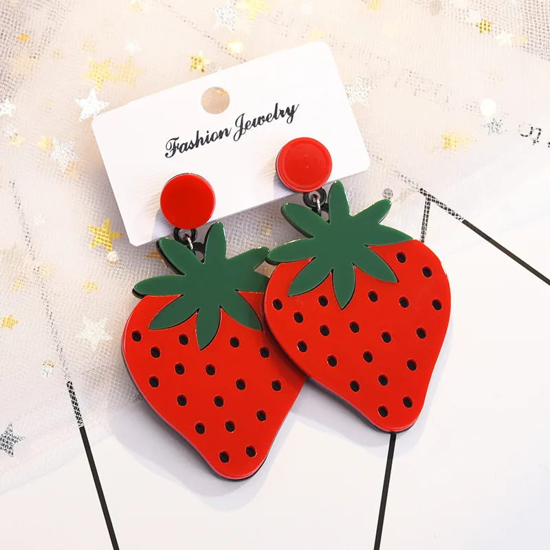 Red Acrylic Fresh fruit strawberry Anti allergy alloy dangle earrings 2019 new pendientes indian jewelry Accessories wholesale
Red Acrylic Fresh fruit strawberry Anti allergy alloy dangle earrings 2019 new pendientes indian jewelry Accessories wholesale