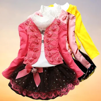 Girls Clothes Princess Dress Three-piece Pearl Rose Flower Decoration Coat T-shirt Short dresses 2-10 Age Child Quality Clothing
Girls Clothes Princess Dress Three-piece Pearl Rose Flower Decoration Coat T-shirt Short dresses 2-10 Age Child Quality Clothing
