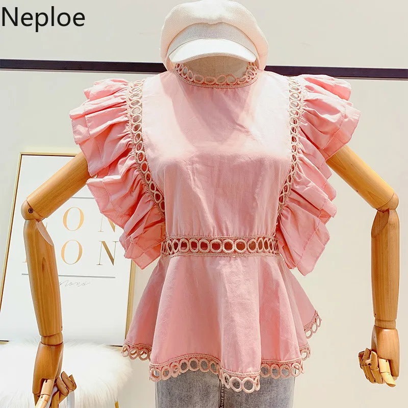 Neploe Casual Hollow Out Women Blouse O Neck Ruffle Shirts White Pink Shirt Female Fashion Clothes 2019 Summer Tunic Tops Blusas
Neploe Casual Hollow Out Women Blouse O Neck Ruffle Shirts White Pink Shirt Female Fashion Clothes 2019 Summer Tunic Tops Blusas
