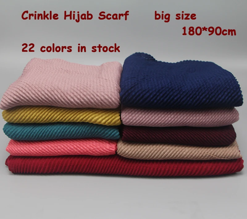 10pc/lot Wrinkled Scarf Large Size 180*90cm 22 colors Popular Women's Pleated Crinkle Hijab Scarf Muslim Head Wrap Shawl
10pc/lot Wrinkled Scarf Large Size 180*90cm 22 colors Popular Women's Pleated Crinkle Hijab Scarf Muslim Head Wrap Shawl