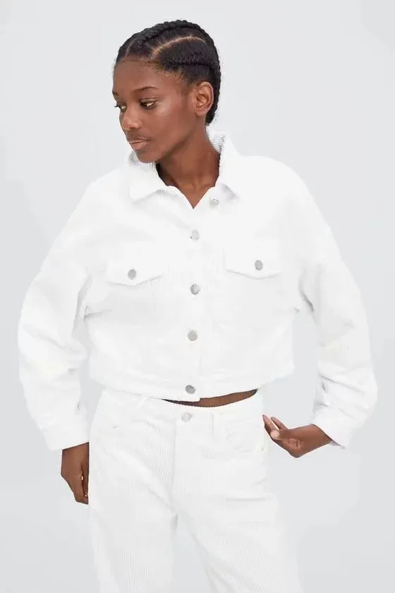 Women popular new D0918U23 autumn new Europe and the United States white velvet corduroy jacket # 1753
Women popular new D0918U23 autumn new Europe and the United States white velvet corduroy jacket # 1753