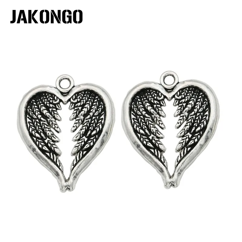 JAKONGO Antique Silver Plated Angel Wings Heart Charm Pendants for Jewelry Accessories Making Findings DIY 22x16mm 10pcs/lot
JAKONGO Antique Silver Plated Angel Wings Heart Charm Pendants for Jewelry Accessories Making Findings DIY 22x16mm 10pcs/lot