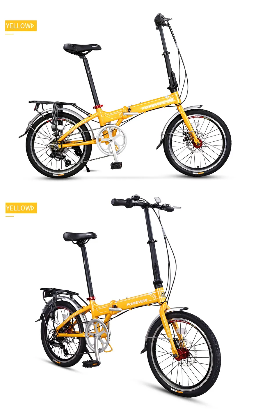 Cheap FOREVER Mini Folding Bike 20 inch Aluminium Alloy Frame Double Disc Brake Bike Road Cycle Variable Speed Women Cycling Bicycle 20