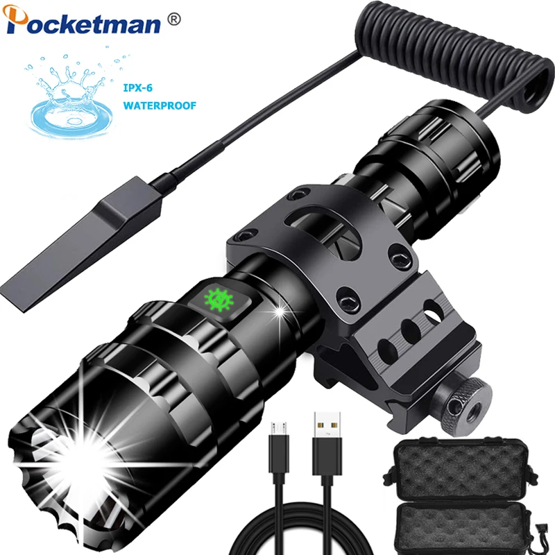 68000LM Tactical Flashlight USB Rechargeable LED Flashlight L2 Hunting Torch Waterproof Flashlight with 5 Modes 18650 Battery
68000LM Tactical Flashlight USB Rechargeable LED Flashlight L2 Hunting Torch Waterproof Flashlight with 5 Modes 18650 Battery