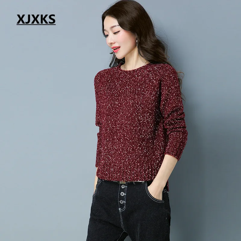 XJXKS 2018 autumn and winter fashion women pullover and sweaters solid colors long sleeve women's sweater
XJXKS 2018 autumn and winter fashion women pullover and sweaters solid colors long sleeve women's sweater