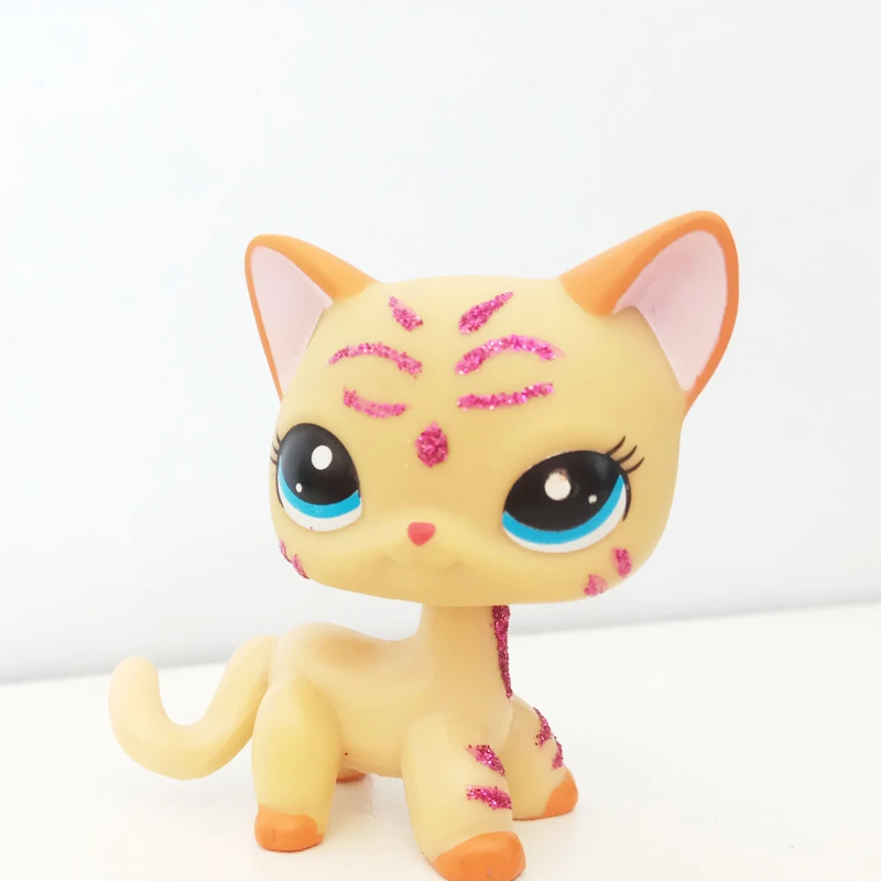 2x Littlest Pet Shop LPS Animal Toy Shorthair Kitty Cat #2118 Glitter & #339 Cat 