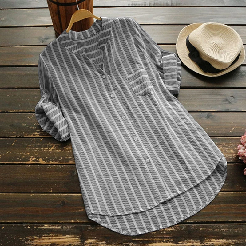 Oversize Women Striped Blouse Summer Fashion Three Quarter Sleeve Loose V-neck Top Shirt Streetwear Women Clothing Female Shirt
Oversize Women Striped Blouse Summer Fashion Three Quarter Sleeve Loose V-neck Top Shirt Streetwear Women Clothing Female Shirt