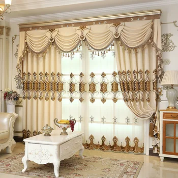 Custom curtains European luxury high-grade embroidery beige curtain window bedroom cloth blackout curtain tulle valance N342 
Custom curtains European luxury high-grade embroidery beige curtain window bedroom cloth blackout curtain tulle valance N342