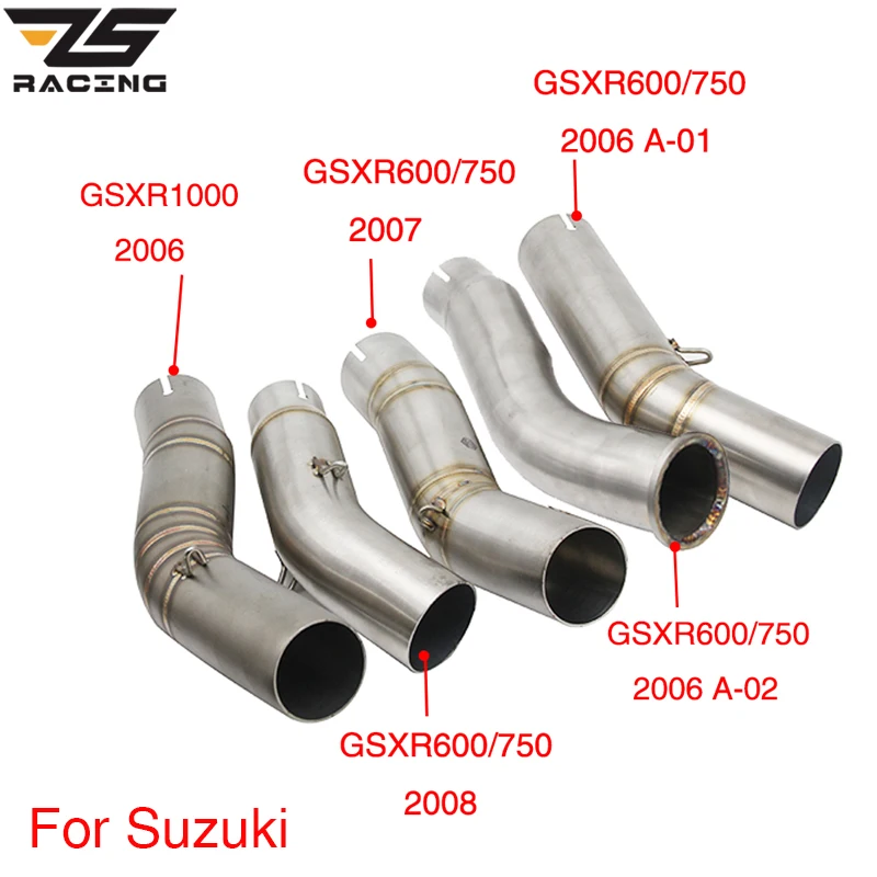 ZS Racing Motorcycle Exhaust Muffler Middle Link Pipe Tube Slip On For Suzuki GSXR600/750 2006-2008 2011-2015 GSXR1000 2006 | Автомобили и
