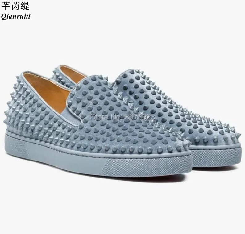 Qianruiti Runway Shoes Men Gray Green Spike Loafers Round Toe Thick Flats Shoes Spiked Loafers Men Mocassin Homme
Qianruiti Runway Shoes Men Gray Green Spike Loafers Round Toe Thick Flats Shoes Spiked Loafers Men Mocassin Homme