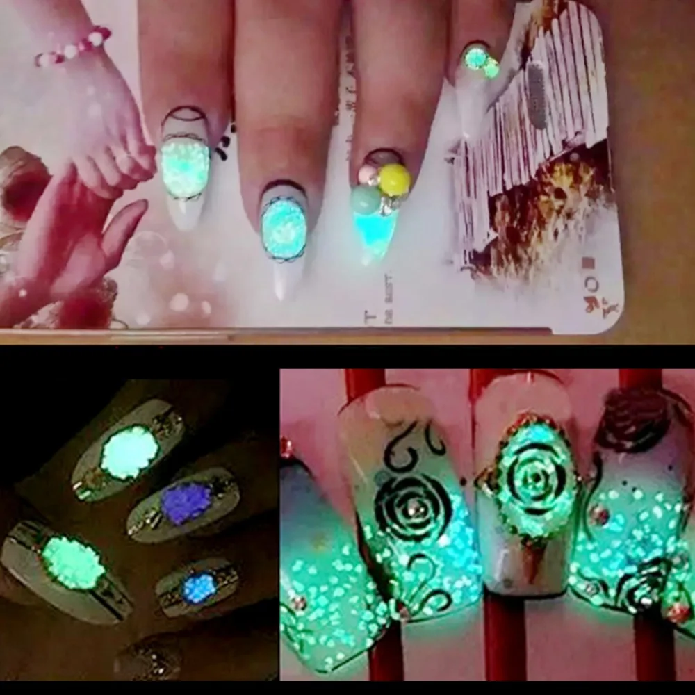 6 color/ Nail Fluorescent Luminous Glitter Sand Paint 3D 1mm Spar Acrylic Neon Glow In Dark Particles DIY Manicure Design Decor
6 color/ Nail Fluorescent Luminous Glitter Sand Paint 3D 1mm Spar Acrylic Neon Glow In Dark Particles DIY Manicure Design Decor
