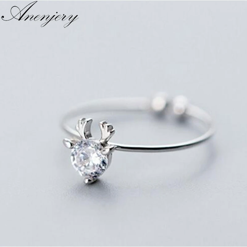Anenjery Christmas Jewelry Simple Hot Sale Deer Elk Zircon Rings For Women Girl 925 Sterling Silver Rings anillos S-R361
Anenjery Christmas Jewelry Simple Hot Sale Deer Elk Zircon Rings For Women Girl 925 Sterling Silver Rings anillos S-R361