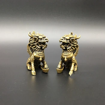 Collection Chinese Brass Carved Mythical Animal A Pair Of Kylin Unicorn Yuan Bao Exorcise Evil Spirits Small Statues
Collection Chinese Brass Carved Mythical Animal A Pair Of Kylin Unicorn Yuan Bao Exorcise Evil Spirits Small Statues
