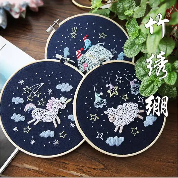 15x15cm Sheep Unicorn Series Ribbon embroidery kit flowers small pictures fabric embroidery needlework home decoration
15x15cm Sheep Unicorn Series Ribbon embroidery kit flowers small pictures fabric embroidery needlework home decoration