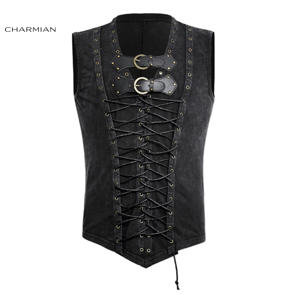 Charmian Mens Steampunk Suede Waistcoat Buckles V Neck Lace-up Vest Pirate Costume
Charmian Mens Steampunk Suede Waistcoat Buckles V Neck Lace-up Vest Pirate Costume