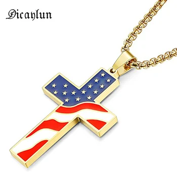 DICAYLUN American USA Flag Necklaces Gold Cross Pendant Stainless Steel Enamel Jesus Religion Jewelry Amulet Gifts for Christian
DICAYLUN American USA Flag Necklaces Gold Cross Pendant Stainless Steel Enamel Jesus Religion Jewelry Amulet Gifts for Christian