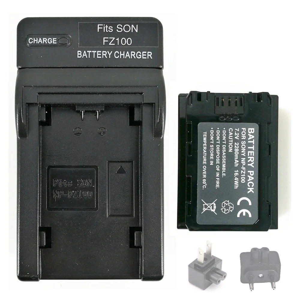 

NP-FZ100 NP FZ100 Camera Battery + Wall Charger for Sony A9 A9M2 A1 A7C II A7CR / A7R III / A7 III IV / A6700 A6600 ZV-E1 NPF100