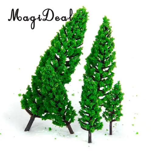 MagiDeal 10Pcs 1/50 Scale Green Train Set Scenery Landscape Plastic Model Tree for House Party Festival Xmas Garden Decor Layout