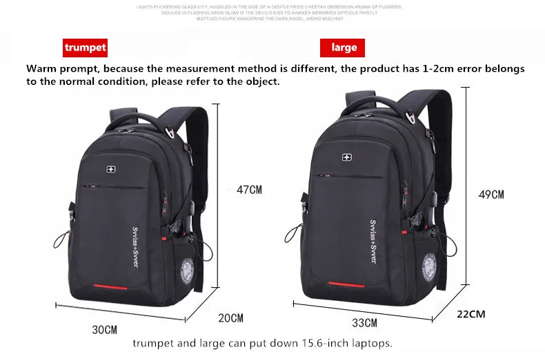 svvisssvver brand men Multifunction USB charging fashion business casual tourist anti-theft waterproof 15.6 inch Laptop backpack 5