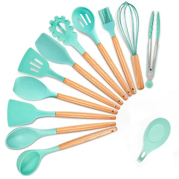 Silicone Cooking Kitchen Utensils, Wooden Handle Cooking Tool BPA Free Non Toxic for Nonstick Cookware, Green
Silicone Cooking Kitchen Utensils, Wooden Handle Cooking Tool BPA Free Non Toxic for Nonstick Cookware, Green