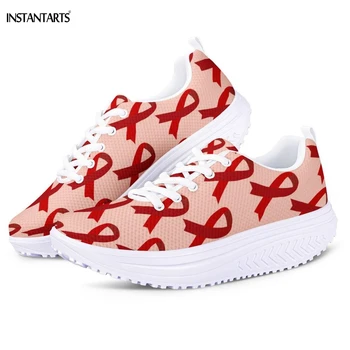 INSTANTARTS Women Fitness Sneakers Breast Cancer Awareness Red Ribbon Print Swing Shoes Platform Wedge Increasing Shaping Shoes
INSTANTARTS Women Fitness Sneakers Breast Cancer Awareness Red Ribbon Print Swing Shoes Platform Wedge Increasing Shaping Shoes