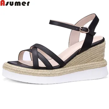 ASUMER black fashion summer new shoes woman buckle elegant sandals women platform wedges shoes genuine leather high heels shoes
ASUMER black fashion summer new shoes woman buckle elegant sandals women platform wedges shoes genuine leather high heels shoes