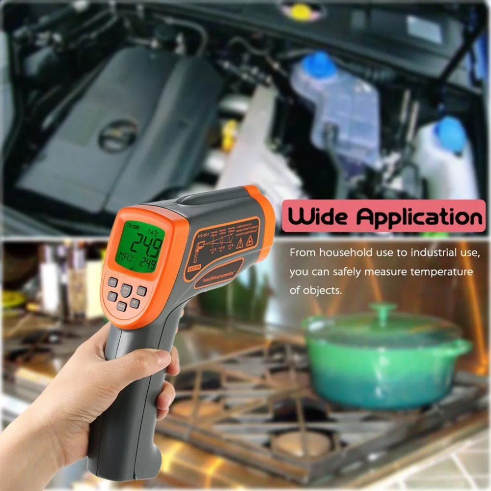 Infrared Thermometer Handheld Electronic Pyrometer Adjustable Emissivity Digital Non-Contact IR Infrared Thermometer Convenient
Infrared Thermometer Handheld Electronic Pyrometer Adjustable Emissivity Digital Non-Contact IR Infrared Thermometer Convenient