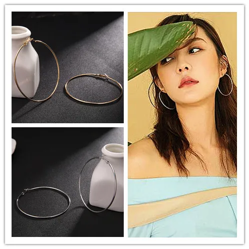 1Pair Hoop Earrings Big Circle Sexy Smooth Earrings Large Fashion Hot Sale Women Gold Silver Hyperbole Ear Metal 8/10cm
1Pair Hoop Earrings Big Circle Sexy Smooth Earrings Large Fashion Hot Sale Women Gold Silver Hyperbole Ear Metal 8/10cm