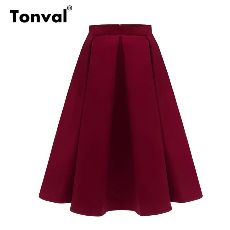 Tonval Burgundy Elegant Pleated Long Skirt Cotton Casual Plain Solid Skirts 2019 Women Vintage Midi Skirt
Tonval Burgundy Elegant Pleated Long Skirt Cotton Casual Plain Solid Skirts 2019 Women Vintage Midi Skirt