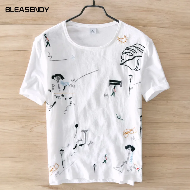 2018 Summer New Men's Casual Embroidery T-shirt Fashion Cartoon Comics Cotton Short-sleeved White T-shirt Brand Clothes
2018 Summer New Men's Casual Embroidery T-shirt Fashion Cartoon Comics Cotton Short-sleeved White T-shirt Brand Clothes