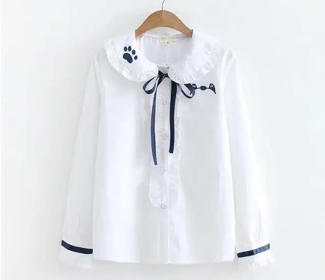 White Women Blouse Harajuku Long Sleeve Elegant Ribbon Bow Ruffled Female Basic Blouse Cute Sweet Lolita Shirt 
White Women Blouse Harajuku Long Sleeve Elegant Ribbon Bow Ruffled Female Basic Blouse Cute Sweet Lolita Shirt
