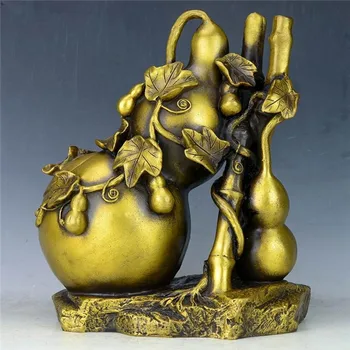 Chinese seiko carving pure brass bamboo gourd statue
Chinese seiko carving pure brass bamboo gourd statue