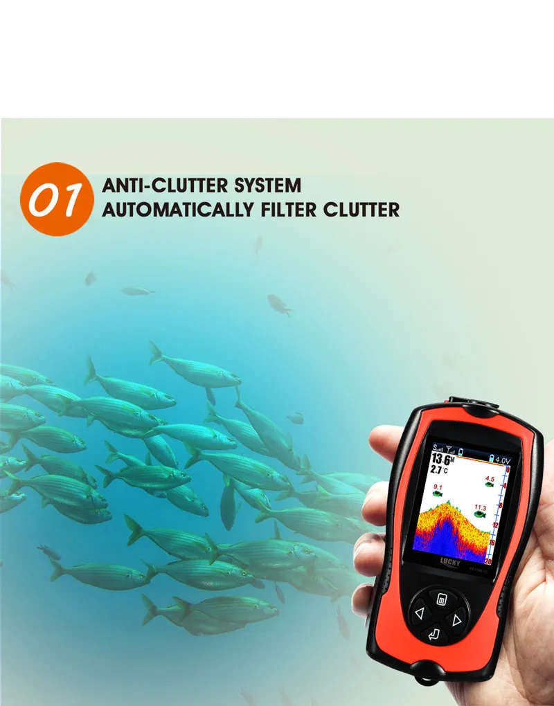 Sonar Fish Finder for Fishing FF1108-1CWLA Wireless Sonar Color Fishfinder 147ft45m Water Depth Sonar Pesca Transducer Fishing (9)