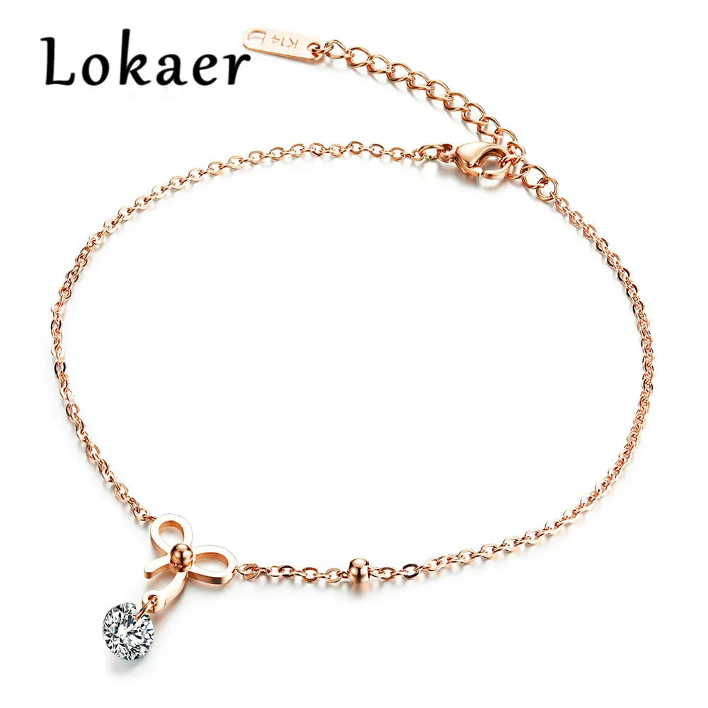 Lokaer New Design Trendy Bowknot Anklets Rose Gold Color Stainless Steel Women Ankle Jewelry With Cubic Zirconia Bracelet LGZ024
Lokaer New Design Trendy Bowknot Anklets Rose Gold Color Stainless Steel Women Ankle Jewelry With Cubic Zirconia Bracelet LGZ024