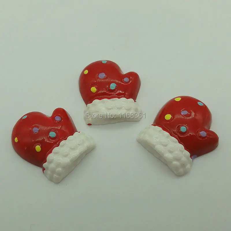1pcs/lot resin flatback colorful glove 26mm Cabochons Scrapbooking Hair Bow Center DIY Christmas decration C106-3