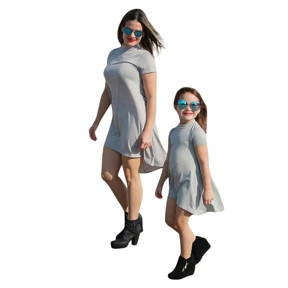 Одежда для всей семьи стильное платье с коротким рукавом мамы и дочки