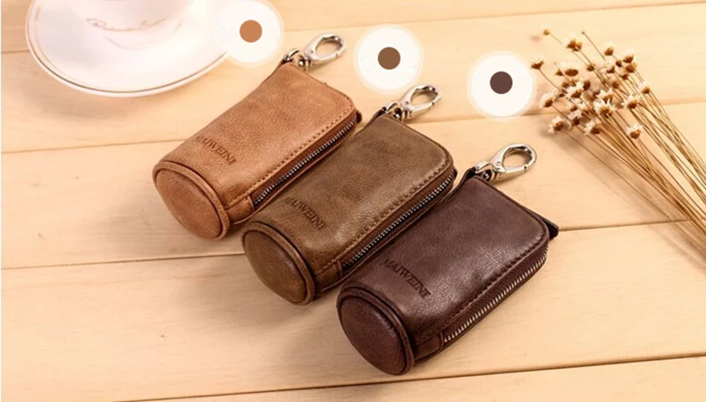 2017 New Women Men's Cowhide Leather Zipper Purse Bag Car Key Wallets Fashion Multifunctional Housekeeper Holders Free Shipping 15